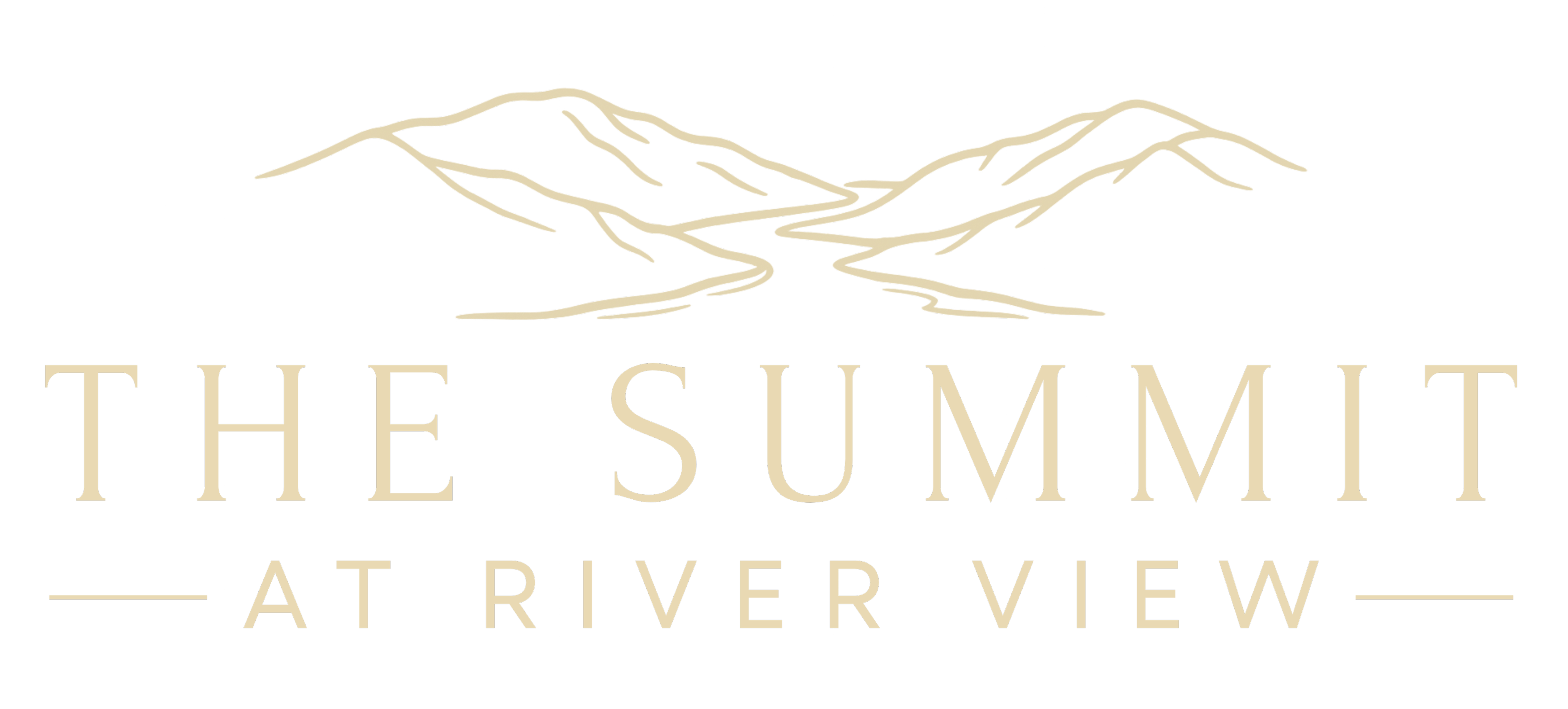 Logo with stylized mountains and a river above "THE SUMMIT AT RIVER VIEW" text.