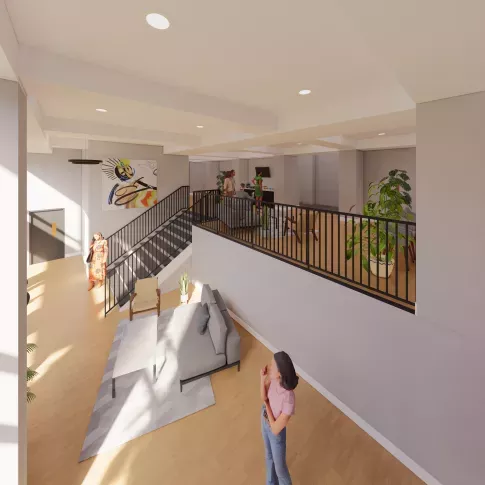 future clubhouse rending of interior of lobby with lobby space 