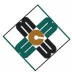 Stylized Mill Creek Manor logo featuring a diamond-shaped design with green and black lettering and a central gold circle, ideal for brand recognition.