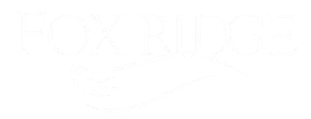 Fox Ridge Logo with Fox tail design white letters