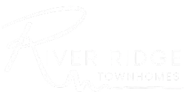 Cursive large R - River Ridge Townhomes in white lettering 